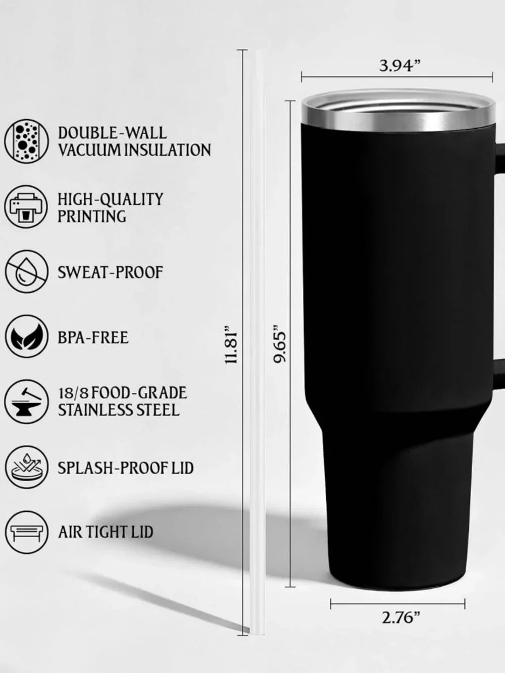 Vintage Dark 40 oz Apothecary Tumbler with Handle | Retro Glass Drinkware